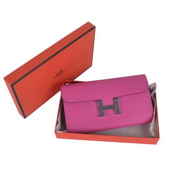 Cheap Fake Hermes Constance Long Wallets Peach Calfskin Leather Silver - Click Image to Close